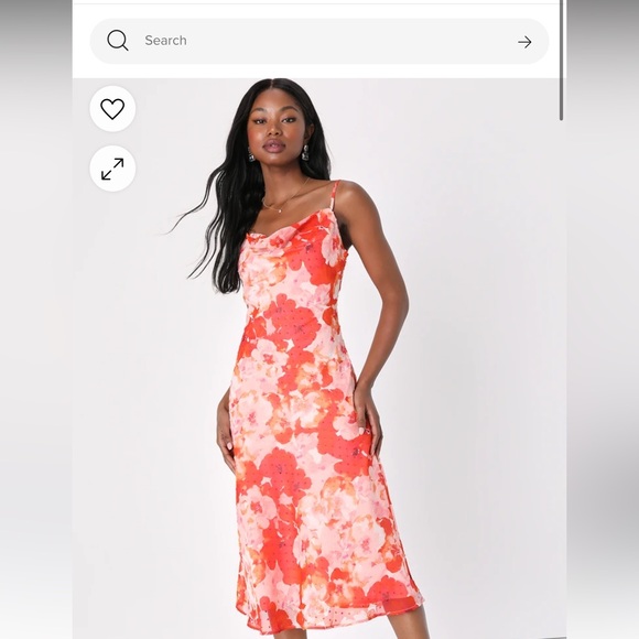 Fabulous Destiny Pink Floral Swiss Dot Cowl Neck Midi Dress - Picture 2 of 4